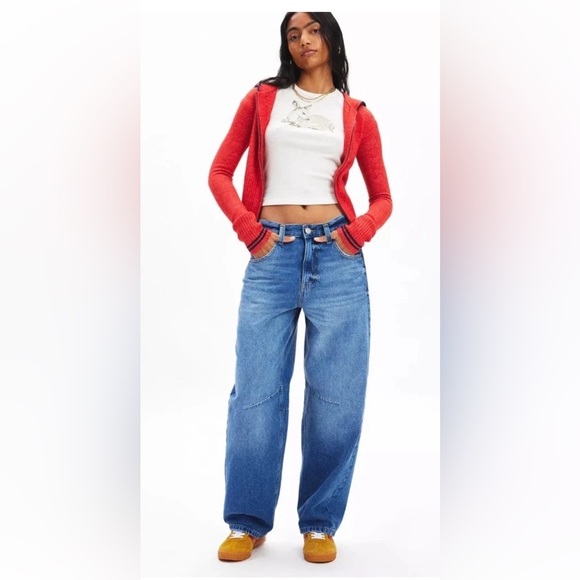BDG Urban Outfitters Logan Buckle Baggy Barrel Denim Jeans Womens Sz 28W 28x31 - Picture 2 of 16